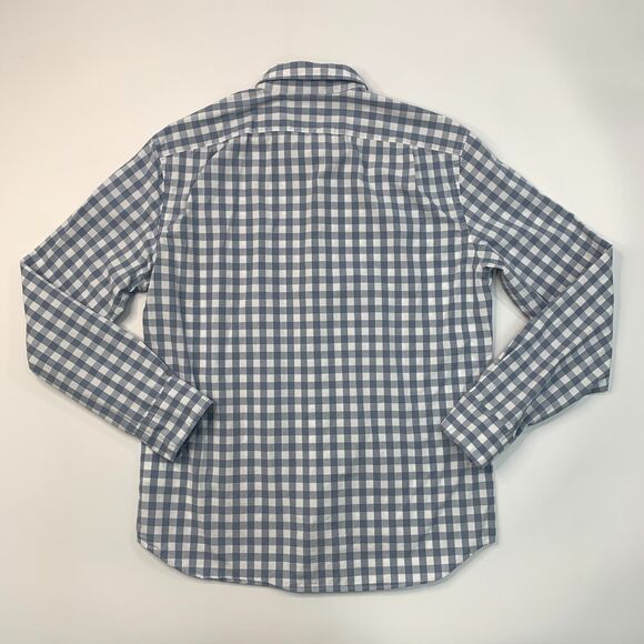 J Crew Slim Shirt Mens L Large Slate White Gingham Plaid Flex Washed Cotton - Picture 3 of 10